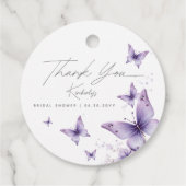 パープルバタフライをくれる 彼のブライダルシャワー フェイバータグ (裏面)
