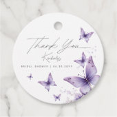パープルバタフライをくれる 彼のブライダルシャワー フェイバータグ (正面)