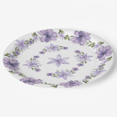 パープルバタフライウォーターカラーワイルドフラワーベビーショー ペーパープレート (アングル)