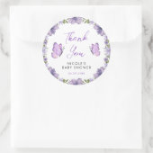 パープルバタフライウォーターカラーワイルドフラワーベビーショー ラウンドシール (バッグ)