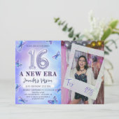 パープルバタフライエラス誕生日16th写真 招待状 (スタンド正面)