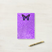 パープルバタフライオングリッター ポストイット (デスク上)