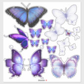 パープルバタフライカスタムコレクションのステッカー シール (シート)