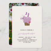 パープルバタフライカップケーキバースデーパーティー招待状 招待状 (正面/裏面)