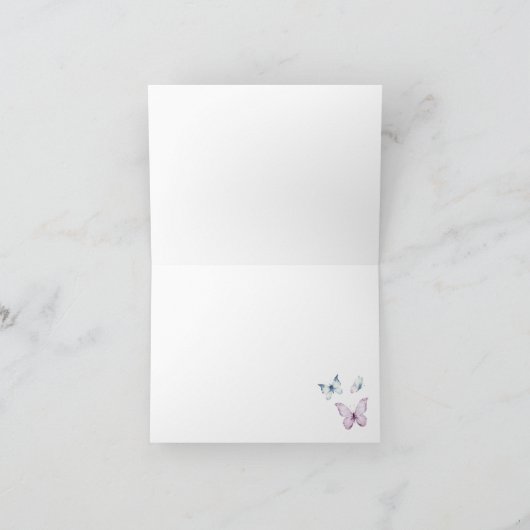 パープルバタフライガールベビーシャワーサンキューカード サンキューカード (内部)