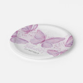 パープルバタフライガール1st誕生日紙プレート ペーパープレート (アングル)