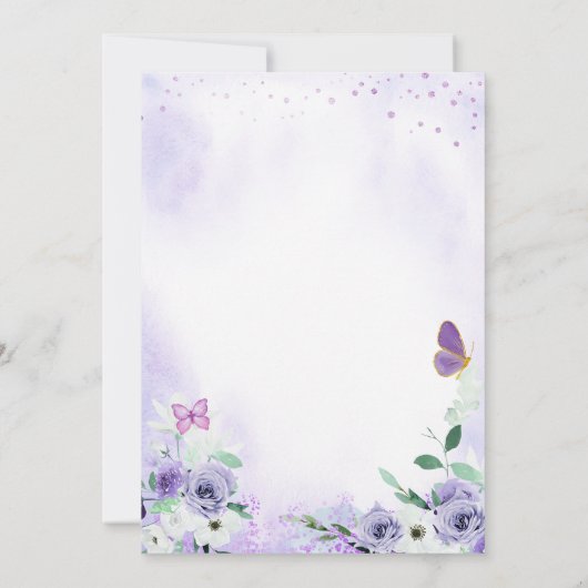 パープルバタフライキスとベビーウィッシュ招待状 招待状 (裏面)