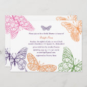 パープルバタフライキスブライダルシャワー招待 招待状 (正面/裏面)
