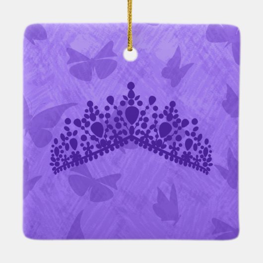 パープルバタフライキンセアニェラパーソナライズされたオーナメント セラミックオーナメント (裏面)