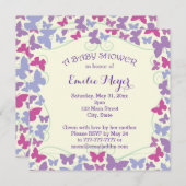 パープルバタフライズベビーシャワー招待状 招待状 (正面/裏面)