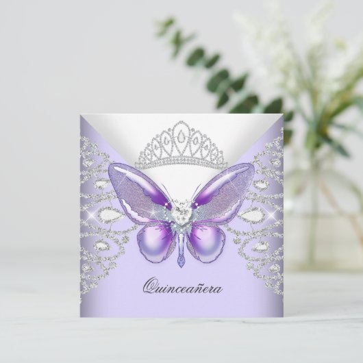 パープルバタフライティアラキンセアニェラ15thパーティー 招待状 (スタンド正面)
