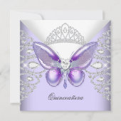 パープルバタフライティアラキンセアニェラ15thパーティー 招待状 (正面)