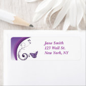 パープルバタフライデザイン差出人住所ラベル ラベル (インサイチュ)