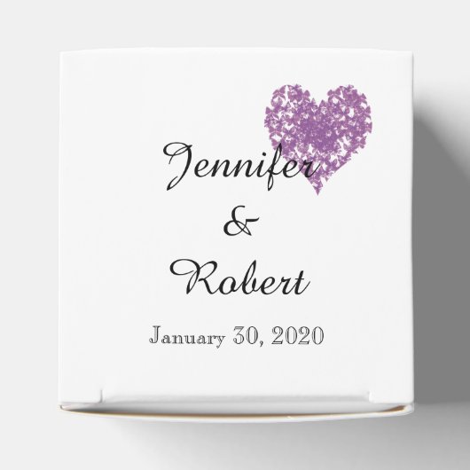 パープルバタフライハート結婚式の引き出物ボックス フェイバーボックス (上部)