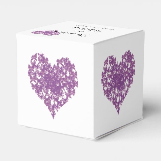 パープルバタフライハート結婚式の引き出物ボックス フェイバーボックス (裏面サイド)