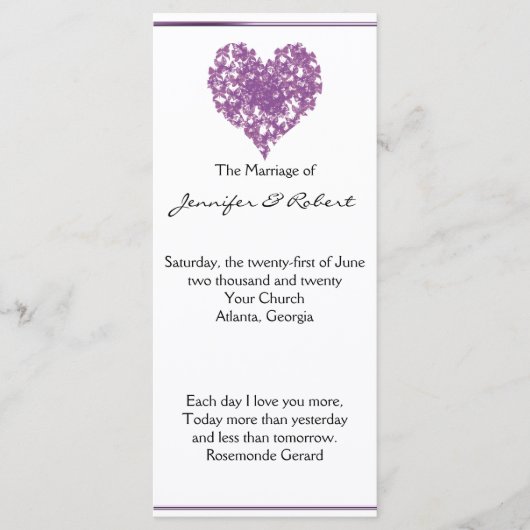 パープルバタフライハート結婚式 プログラム (正面)