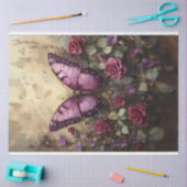 パープルバタフライバラブ絵を描ッシュのデコパージュ 薄葉紙 (クラフト)
