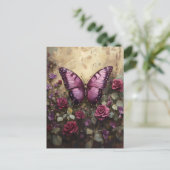 パープルバタフライバラブ絵を描ッシュズ ポストカード (スタンド正面)
