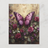 パープルバタフライバラブ絵を描ッシュズ ポストカード (正面)