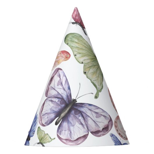 パープルバタフライバースデーパーティーハット パーティーハット (正面)