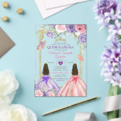 パープルバタフライピンクフローラツイン金ゴールドキンセアニラ アクリル招待状 (インサイチュ (ウェディング))