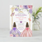 パープルバタフライピンクフローラツイン金ゴールドキンセアニラ 招待状 (スタンド正面)