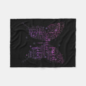 パープルバタフライフィブロウォリアー認識度ワードクロウ フリースブランケット (正面(横))