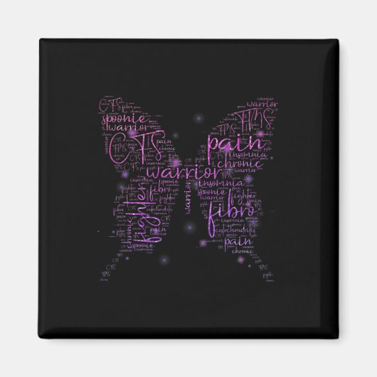 パープルバタフライフィブロウォリアー認識度ワードクロウ マグネット (正面)