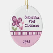 パープルバタフライフラワーネームパーソナライズされたオーナメント セラミックオーナメント (右)