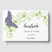 パープルバタフライフローラウェディングデイゲストブック ゲストブック (正面)