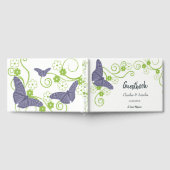 パープルバタフライフローラウェディングデイゲストブック ゲストブック (全面)