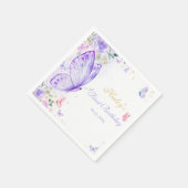 パープルバタフライフローラガールバースデーパーティー スタンダードカクテルナプキン (角)