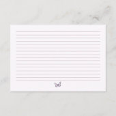 パープルバタフライフローラブライダルシャワーレシピカード エンクロージャーカード (裏面)