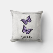 パープルバタフライフローラ装飾用クッション クッション (正面)