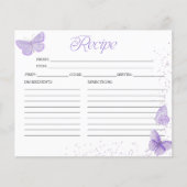 パープルバタフライブライダルシャワーレシピカード (正面)