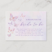 パープルバタフライブライダルシャワーレシピ要求 エンクロージャーカード (正面)