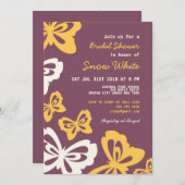 パープルバタフライブライダルシャワー結婚式招待状 招待状 (正面/裏面)