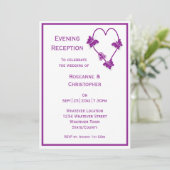 パープルバタフライブラッドハートウェディングレセプション 招待状 (スタンド正面)