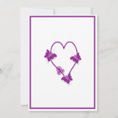 パープルバタフライブラッドハートウェディングレセプション 招待状 (裏面)