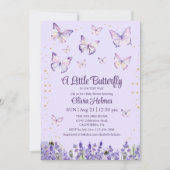 パープルバタフライベビーガールシャワー招待状 招待状 (正面)