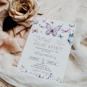 パープルバタフライベビーガールベビーシャワー招待状 招待状