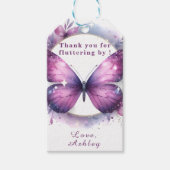 パープルバタフライベビーシャワーありがとう ギフトタグ (正面)