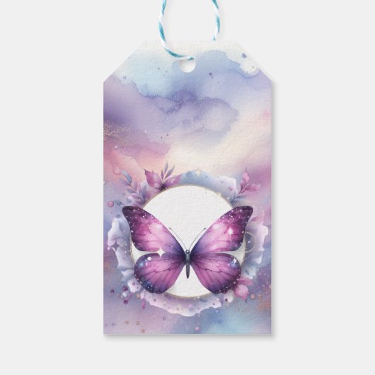 パープルバタフライベビーシャワーありがとう ギフトタグ (裏面)