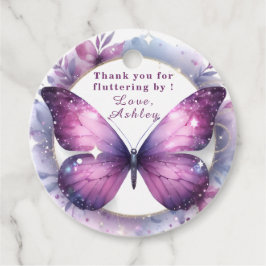 パープルバタフライベビーシャワーありがとう フェイバータグ