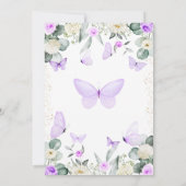 パープルバタフライベビーシャワー招待状ガール 招待状 (裏面)