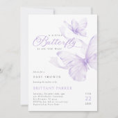 パープルバタフライベビーシャワー招待状 招待状 (正面)