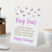 パープルバタフライリングや輪狩りブライダルシャワーゲームピード 台座サイン (インサイチュ)