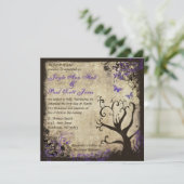 パープルバタフライヴィンテージウェディング招待状 招待状 (スタンド正面)