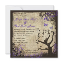 パープルバタフライヴィンテージウェディング招待状