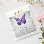 パープルバタフライ結婚式の引き出物バッグ フェイバーバッグ (封をした状態)